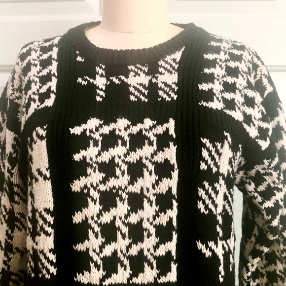 VTG ‘90s Adrienne Vittadini Sport Houndstooth Design Ramie Cotton Sweater Sz S - Picture 3 of 12